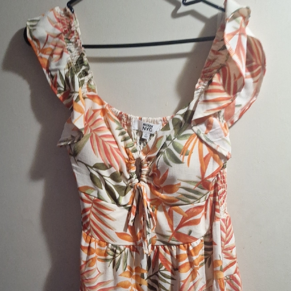 NYC Orange Ruffled Tie Front Mini Dress